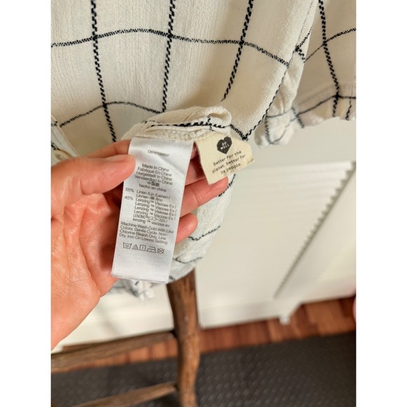 Madewell White Grid Checkered Print Button Down Short Sleeve Crop Top Size S - Picture 6 of 6